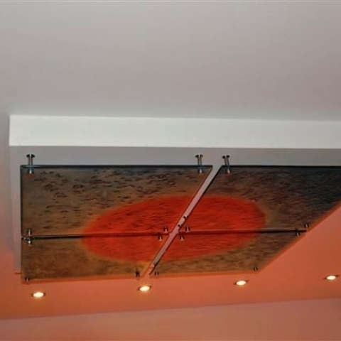SVIETIDLO STROPNÉ 120×120 cm, tecnika fusing 2010